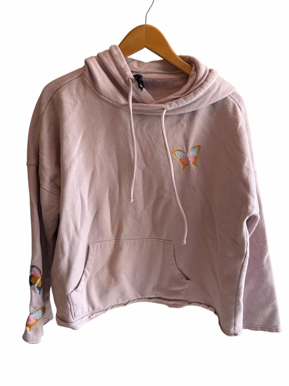 BETSEY JOHNSON Pink Y2K Butterfly Embroidered Hoodie